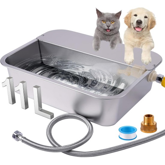 Automatic Dog Water Dispenser, 11L Stainless Steel Bowl for Large Dogs, Self-Filling Automatic Water Bowl for Dogs Outdoors, Automatic Pet Drinker for Dogs, Cats and Chickens Automatic Dog Water Dispenser, 11L Stainless Steel Bowl for Large Dogs, Self-Filling Automatic Water Bowl for Dogs Outdoors, Automatic Pet Drinker for Dogs, Cats and Chickens