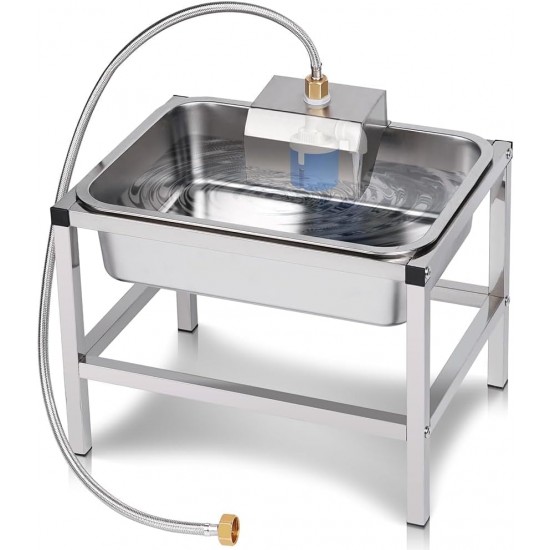 Automatic Dog Water Dispenser for Large Dogs, Raised Dog Water Bowl with Stand, 11L Stainless Steel Pet Drinker with Float Valve for Large Breeds and Goats Automatic Dog Water Dispenser for Large Dogs, Raised Dog Water Bowl with Stand, 11L Stainless Steel Pet Drinker with Float Valve for Large Breeds and Goats