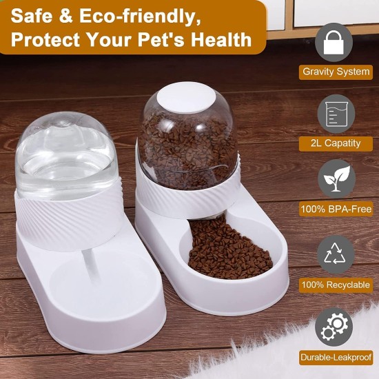 Automatic Pet Feeder, 2L Outdoor Pet Feeder for Dogs, Cats, White, Automatic Feeder for Dogs, Dog Water, with Water Dispenser, Pack of 2 Automatic Pet Feeder, 2L Outdoor Pet Feeder for Dogs, Cats, White, Automatic Feeder for Dogs, Dog Water, with Water Dispenser, Pack of 2