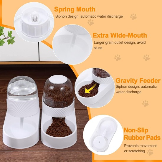 Automatic Pet Feeder, 2L Outdoor Pet Feeder for Dogs, Cats, White, Automatic Feeder for Dogs, Dog Water, with Water Dispenser, Pack of 2 Automatic Pet Feeder, 2L Outdoor Pet Feeder for Dogs, Cats, White, Automatic Feeder for Dogs, Dog Water, with Water Dispenser, Pack of 2