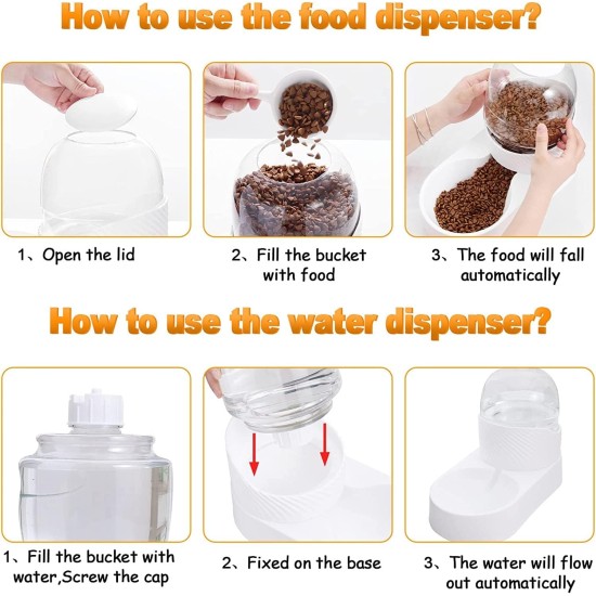 Automatic Pet Feeder, 2L Outdoor Pet Feeder for Dogs, Cats, White, Automatic Feeder for Dogs, Dog Water, with Water Dispenser, Pack of 2 Automatic Pet Feeder, 2L Outdoor Pet Feeder for Dogs, Cats, White, Automatic Feeder for Dogs, Dog Water, with Water Dispenser, Pack of 2