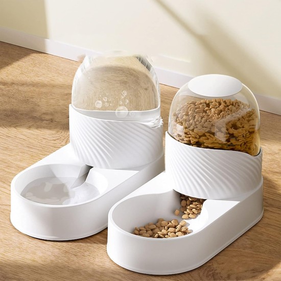 Automatic Pet Feeder and Water Dispenser Kit, Transparent Water Dispenser for Pets, Removable Automatic Cat Feeder, Drinker Set for Dogs, (White) Automatic Pet Feeder and Water Dispenser Kit, Transparent Water Dispenser for Pets, Removable Automatic Cat Feeder, Drinker Set for Dogs, (White)