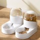 Automatic Pet Feeder and Water Dispenser Kit, Transparent Water Dispenser for Pets, Removable Automatic Cat Feeder, Drinker Set for Dogs, (White)