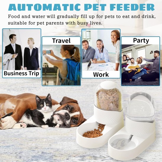 Automatic Pet Feeder and Water Dispenser Kit, Transparent Water Dispenser for Pets, Removable Automatic Cat Feeder, Drinker Set for Dogs, (White) Automatic Pet Feeder and Water Dispenser Kit, Transparent Water Dispenser for Pets, Removable Automatic Cat Feeder, Drinker Set for Dogs, (White)