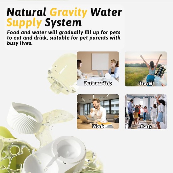 Automatic Pet Feeder and Water Dispenser Kit, Transparent Water Dispenser for Pets, Removable Automatic Cat Feeder, Drinker Set for Dogs, (White) Automatic Pet Feeder and Water Dispenser Kit, Transparent Water Dispenser for Pets, Removable Automatic Cat Feeder, Drinker Set for Dogs, (White)