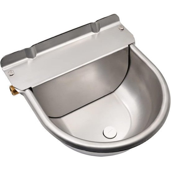 Automatic Water Bowl for Dogs Made of Stainless Steel with 1/2 Inch Adjustable Brass Float Valve and Improved Drain Plug, Float Water Bowl Dog Water Trough for Livestock, Goats, Pigs Automatic Water Bowl for Dogs Made of Stainless Steel with 1/2 Inch Adjustable Brass Float Valve and Improved Drain Plug, Float Water Bowl Dog Water Trough for Livestock, Goats, Pigs