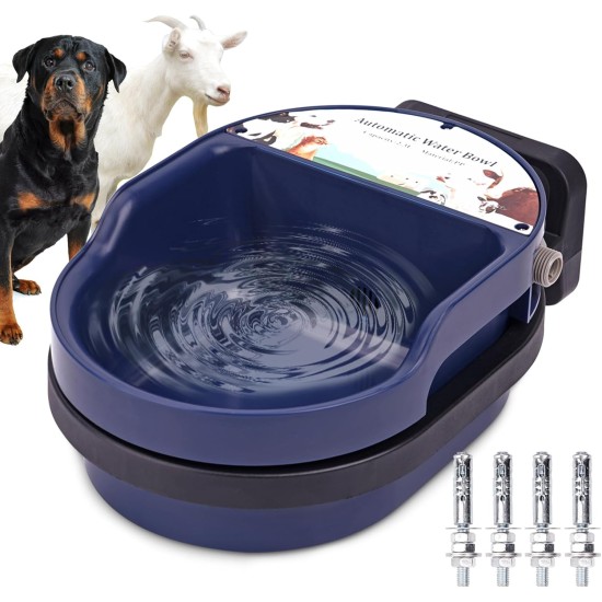 Automatic Water Bowl for Dogs with Adjustable 1/2 Inch Float Valve, Plastic Drinking Fountain for Sheep, Goats, Calves, Dogs, Blue Automatic Water Bowl for Dogs with Adjustable 1/2 Inch Float Valve, Plastic Drinking Fountain for Sheep, Goats, Calves, Dogs, Blue