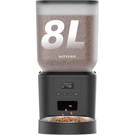 Automatischer Futterspender für Hunde, 8 l/34 Tassen, große Kapazität, automatischer Katzenfutterspender mit Display, LCD-Bildschirm, großes Futtertablett, batteriebetrieben, zeitgesteuerter Automatischer Futterspender für Hunde, 8 l/34 Tassen, große Kapazität, automatischer Katzenfutterspender mit Display, LCD-Bildschirm, großes Futtertablett, batteriebetrieben, zeitgesteuerter