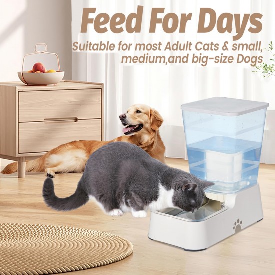 Automatischer Hund Katze Schwerkraft Wasserspender mit 304 Edelstahl Schüssel Anzug für mittelgroße große Hunde Katzen, große Kapazität 5.3L/1.4 Gallone (weißer Wasserspender) Automatischer Hund Katze Schwerkraft Wasserspender mit 304 Edelstahl Schüssel Anzug für mittelgroße große Hunde Katzen, große Kapazität 5.3L/1.4 Gallone (weißer Wasserspender)