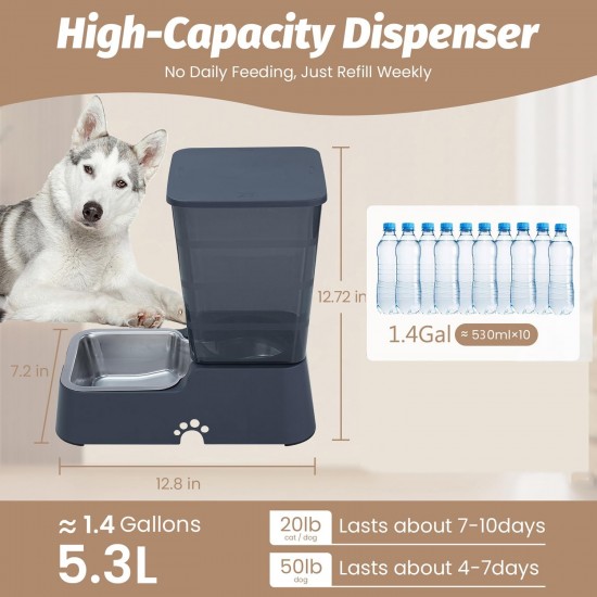Automatischer Hund Katze Schwerkraft Wasserspender mit 304 Edelstahl Schüssel Anzug für mittelgroße große Hunde Katzen, große Kapazität 5.3L/1.4 Gallone (weißer Wasserspender) Automatischer Hund Katze Schwerkraft Wasserspender mit 304 Edelstahl Schüssel Anzug für mittelgroße große Hunde Katzen, große Kapazität 5.3L/1.4 Gallone (weißer Wasserspender)