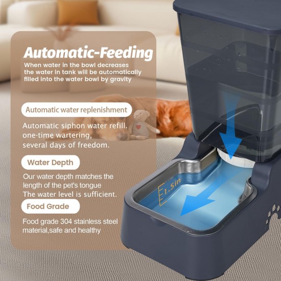 Automatischer Hund Katze Schwerkraft Wasserspender mit 304 Edelstahl Schüssel Anzug für mittelgroße große Hunde Katzen, große Kapazität 5.3L/1.4 Gallone (weißer Wasserspender) Automatischer Hund Katze Schwerkraft Wasserspender mit 304 Edelstahl Schüssel Anzug für mittelgroße große Hunde Katzen, große Kapazität 5.3L/1.4 Gallone (weißer Wasserspender)