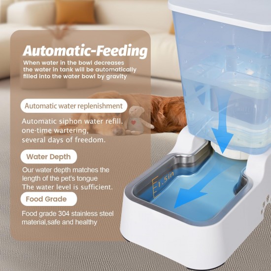 Automatischer Hund Katze Schwerkraft Wasserspender mit 304 Edelstahl Schüssel Anzug für mittelgroße große Hunde Katzen, große Kapazität 5.3L/1.4 Gallone (weißer Wasserspender) Automatischer Hund Katze Schwerkraft Wasserspender mit 304 Edelstahl Schüssel Anzug für mittelgroße große Hunde Katzen, große Kapazität 5.3L/1.4 Gallone (weißer Wasserspender)