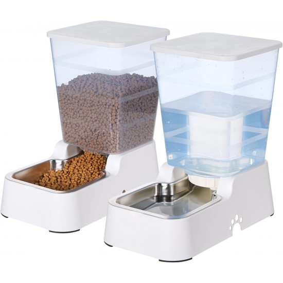 Automatischer Hund Katze Schwerkraft Wasserspender mit 304 Edelstahl Schüssel Anzug für mittelgroße große Hunde Katzen, große Kapazität 5.3L/1.4 Gallone (weißer Wasserspender) Automatischer Hund Katze Schwerkraft Wasserspender mit 304 Edelstahl Schüssel Anzug für mittelgroße große Hunde Katzen, große Kapazität 5.3L/1.4 Gallone (weißer Wasserspender)