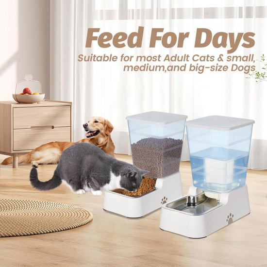 Automatischer Hund Katze Schwerkraft Wasserspender mit 304 Edelstahl Schüssel Anzug für mittelgroße große Hunde Katzen, große Kapazität 5.3L/1.4 Gallone (weißer Wasserspender) Automatischer Hund Katze Schwerkraft Wasserspender mit 304 Edelstahl Schüssel Anzug für mittelgroße große Hunde Katzen, große Kapazität 5.3L/1.4 Gallone (weißer Wasserspender)