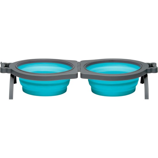 Bella Roma Travel Double Dog Feeder Medium Travel Double Diner, Blue Bella Roma Travel Double Dog Feeder Medium Travel Double Diner, Blue