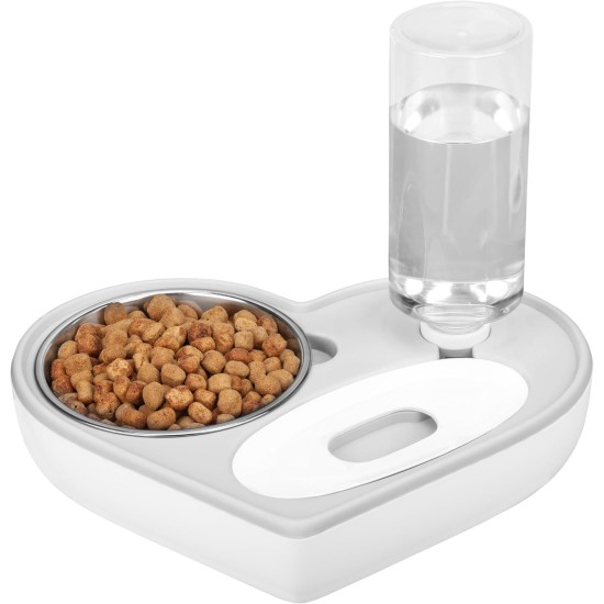 Belle Vous Heart-shaped 2-in-1 Automatic Dog/Cat Water Dispenser with 350 ml/22 oz Food Bowl - Gravity Water Dispenser 500 ml/17 oz Plastic for Puppies, Kittens, Rabbits Belle Vous Heart-shaped 2-in-1 Automatic Dog/Cat Water Dispenser with 350 ml/22 oz Food Bowl - Gravity Water Dispenser 500 ml/17 oz Plastic for Puppies, Kittens, Rabbits
