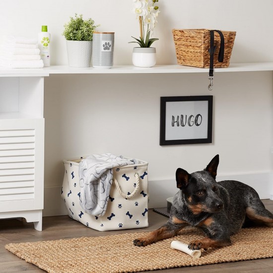 Bone Dry DII Small Rectangle Pet Toy and Accessory Storage Bin, 14x8x9, Collapsible Organizer Storage Basket for Home Décor, Pet Toy, Blankets, Leashes and Food-Gray Paw Print Bone Dry DII Small Rectangle Pet Toy and Accessory Storage Bin, 14x8x9, Collapsible Organizer Storage Basket for Home Décor, Pet Toy, Blankets, Leashes and Food-Gray Paw Print