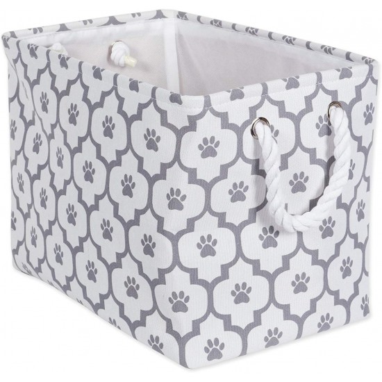 Bone Dry DII Small Rectangle Pet Toy and Accessory Storage Bin, 14x8x9, Collapsible Organizer Storage Basket for Home Décor, Pet Toy, Blankets, Leashes and Food-Gray Paw Print Bone Dry DII Small Rectangle Pet Toy and Accessory Storage Bin, 14x8x9, Collapsible Organizer Storage Basket for Home Décor, Pet Toy, Blankets, Leashes and Food-Gray Paw Print