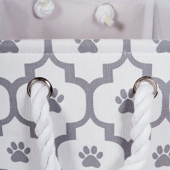 Bone Dry DII Small Rectangle Pet Toy and Accessory Storage Bin, 14x8x9, Collapsible Organizer Storage Basket for Home Décor, Pet Toy, Blankets, Leashes and Food-Gray Paw Print Bone Dry DII Small Rectangle Pet Toy and Accessory Storage Bin, 14x8x9, Collapsible Organizer Storage Basket for Home Décor, Pet Toy, Blankets, Leashes and Food-Gray Paw Print