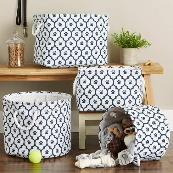Bone Dry DII Small Rectangle Pet Toy and Accessory Storage Bin, 14x8x9, Collapsible Organizer Storage Basket for Home Décor, Pet Toy, Blankets, Leashes and Food-Gray Paw Print Bone Dry DII Small Rectangle Pet Toy and Accessory Storage Bin, 14x8x9, Collapsible Organizer Storage Basket for Home Décor, Pet Toy, Blankets, Leashes and Food-Gray Paw Print