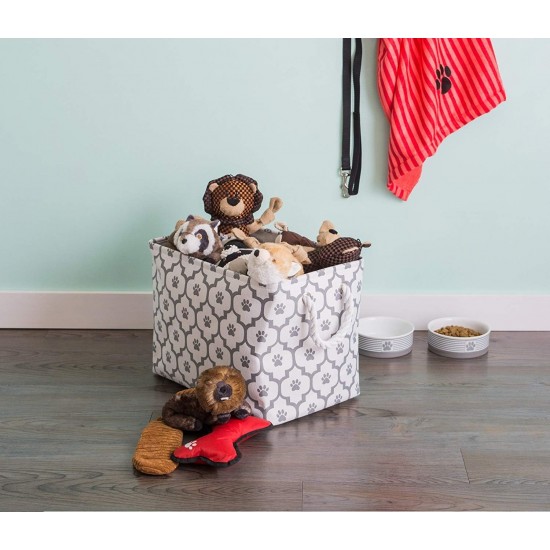 Bone Dry DII Small Rectangle Pet Toy and Accessory Storage Bin, 14x8x9, Collapsible Organizer Storage Basket for Home Décor, Pet Toy, Blankets, Leashes and Food-Gray Paw Print Bone Dry DII Small Rectangle Pet Toy and Accessory Storage Bin, 14x8x9, Collapsible Organizer Storage Basket for Home Décor, Pet Toy, Blankets, Leashes and Food-Gray Paw Print