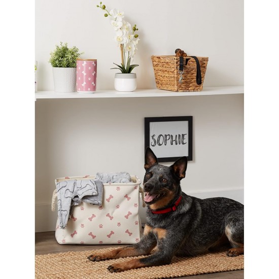 Bone Dry DII Small Rectangle Pet Toy and Accessory Storage Bin, 14x8x9, Collapsible Organizer Storage Basket for Home Décor, Pet Toy, Blankets, Leashes and Food-Gray Paw Print Bone Dry DII Small Rectangle Pet Toy and Accessory Storage Bin, 14x8x9, Collapsible Organizer Storage Basket for Home Décor, Pet Toy, Blankets, Leashes and Food-Gray Paw Print