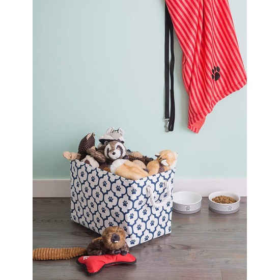 Bone Dry DII Small Rectangle Pet Toy and Accessory Storage Bin, 14x8x9, Collapsible Organizer Storage Basket for Home Décor, Pet Toy, Blankets, Leashes and Food-Gray Paw Print Bone Dry DII Small Rectangle Pet Toy and Accessory Storage Bin, 14x8x9, Collapsible Organizer Storage Basket for Home Décor, Pet Toy, Blankets, Leashes and Food-Gray Paw Print