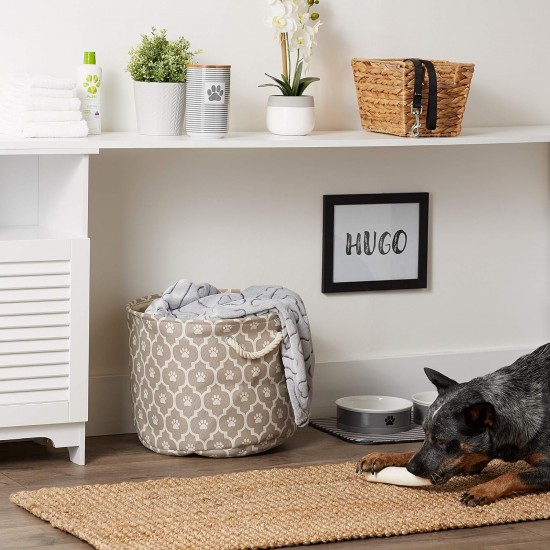 Bone Dry DII Small Rectangle Pet Toy and Accessory Storage Bin, 14x8x9, Collapsible Organizer Storage Basket for Home Décor, Pet Toy, Blankets, Leashes and Food-Gray Paw Print Bone Dry DII Small Rectangle Pet Toy and Accessory Storage Bin, 14x8x9, Collapsible Organizer Storage Basket for Home Décor, Pet Toy, Blankets, Leashes and Food-Gray Paw Print