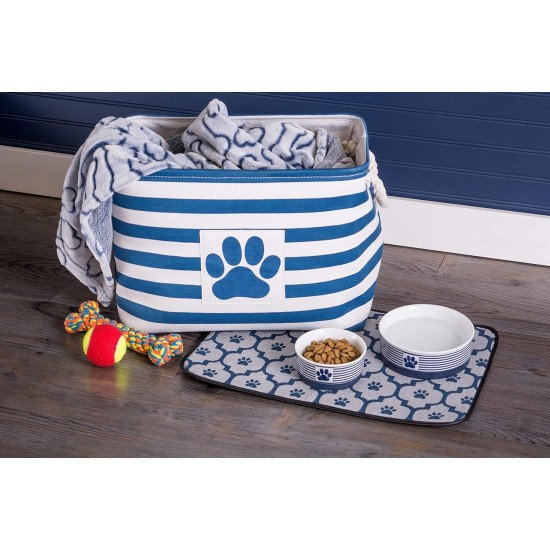 Bone Dry DII Small Rectangle Pet Toy and Accessory Storage Bin, 14x8x9, Collapsible Organizer Storage Basket for Home Décor, Pet Toy, Blankets, Leashes and Food-Gray Paw Print Bone Dry DII Small Rectangle Pet Toy and Accessory Storage Bin, 14x8x9, Collapsible Organizer Storage Basket for Home Décor, Pet Toy, Blankets, Leashes and Food-Gray Paw Print