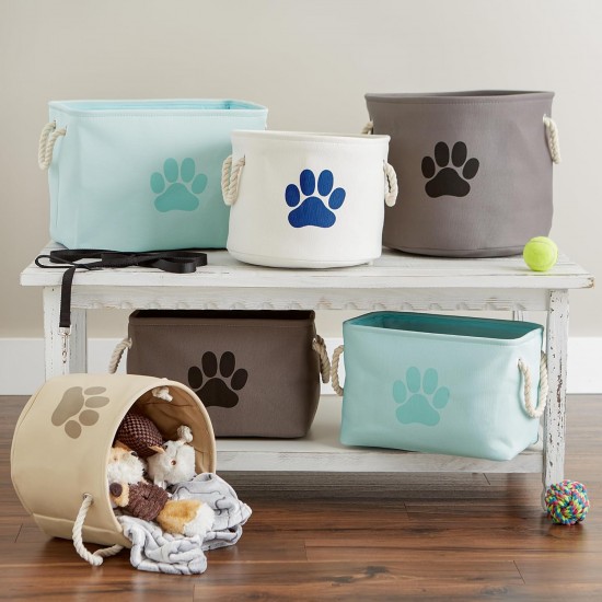 Bone Dry DII Small Rectangle Pet Toy and Accessory Storage Bin, 14x8x9, Collapsible Organizer Storage Basket for Home Décor, Pet Toy, Blankets, Leashes and Food-Gray Paw Print Bone Dry DII Small Rectangle Pet Toy and Accessory Storage Bin, 14x8x9, Collapsible Organizer Storage Basket for Home Décor, Pet Toy, Blankets, Leashes and Food-Gray Paw Print