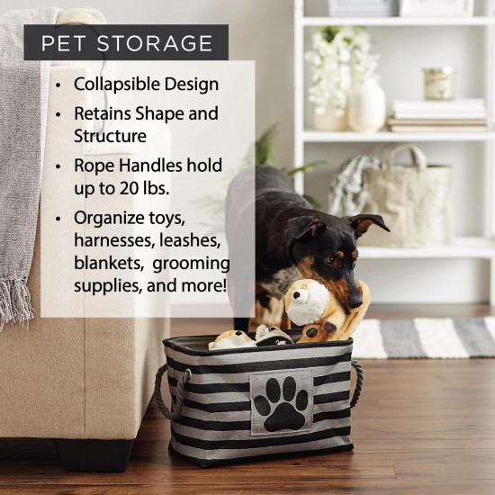 Bone Dry DII Small Rectangle Pet Toy and Accessory Storage Bin, 14x8x9, Collapsible Organizer Storage Basket for Home Décor, Pet Toy, Blankets, Leashes and Food-Gray Paw Print Bone Dry DII Small Rectangle Pet Toy and Accessory Storage Bin, 14x8x9, Collapsible Organizer Storage Basket for Home Décor, Pet Toy, Blankets, Leashes and Food-Gray Paw Print