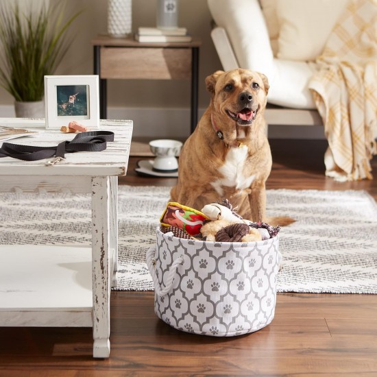 Bone Dry DII Small Rectangle Pet Toy and Accessory Storage Bin, 14x8x9, Collapsible Organizer Storage Basket for Home Décor, Pet Toy, Blankets, Leashes and Food-Gray Paw Print Bone Dry DII Small Rectangle Pet Toy and Accessory Storage Bin, 14x8x9, Collapsible Organizer Storage Basket for Home Décor, Pet Toy, Blankets, Leashes and Food-Gray Paw Print
