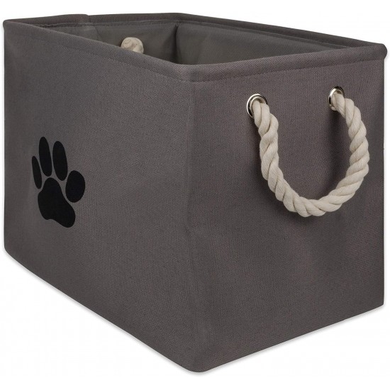 Bone Dry DII Small Rectangle Pet Toy and Accessory Storage Bin, 14x8x9, Collapsible Organizer Storage Basket for Home Décor, Pet Toy, Blankets, Leashes and Food-Gray Paw Print Bone Dry DII Small Rectangle Pet Toy and Accessory Storage Bin, 14x8x9, Collapsible Organizer Storage Basket for Home Décor, Pet Toy, Blankets, Leashes and Food-Gray Paw Print