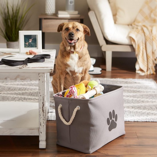 Bone Dry DII Small Rectangle Pet Toy and Accessory Storage Bin, 14x8x9, Collapsible Organizer Storage Basket for Home Décor, Pet Toy, Blankets, Leashes and Food-Gray Paw Print Bone Dry DII Small Rectangle Pet Toy and Accessory Storage Bin, 14x8x9, Collapsible Organizer Storage Basket for Home Décor, Pet Toy, Blankets, Leashes and Food-Gray Paw Print
