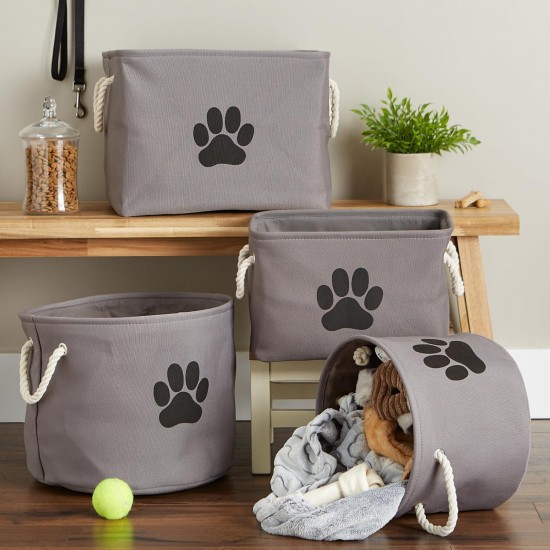 Bone Dry DII Small Rectangle Pet Toy and Accessory Storage Bin, 14x8x9, Collapsible Organizer Storage Basket for Home Décor, Pet Toy, Blankets, Leashes and Food-Gray Paw Print Bone Dry DII Small Rectangle Pet Toy and Accessory Storage Bin, 14x8x9, Collapsible Organizer Storage Basket for Home Décor, Pet Toy, Blankets, Leashes and Food-Gray Paw Print