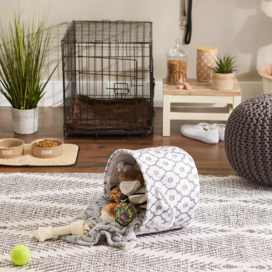 Bone Dry DII Small Rectangle Pet Toy and Accessory Storage Bin, 14x8x9, Collapsible Organizer Storage Basket for Home Décor, Pet Toy, Blankets, Leashes and Food-Gray Paw Print Bone Dry DII Small Rectangle Pet Toy and Accessory Storage Bin, 14x8x9, Collapsible Organizer Storage Basket for Home Décor, Pet Toy, Blankets, Leashes and Food-Gray Paw Print