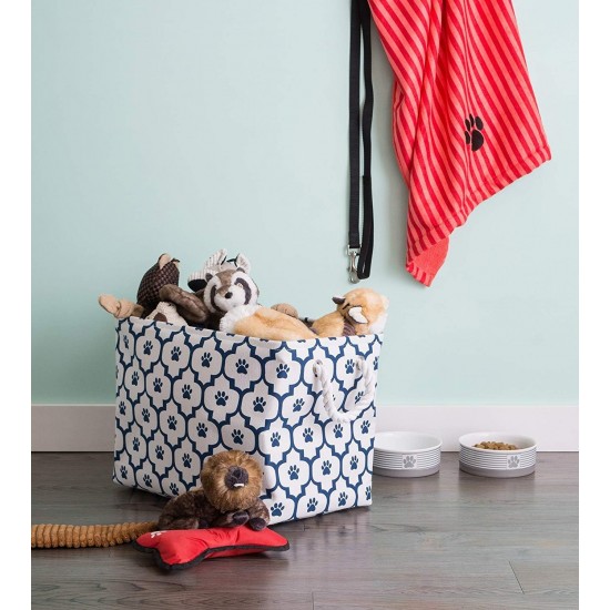 Bone Dry DII Small Rectangle Pet Toy and Accessory Storage Bin, 14x8x9, Collapsible Organizer Storage Basket for Home Décor, Pet Toy, Blankets, Leashes and Food-Gray Paw Print Bone Dry DII Small Rectangle Pet Toy and Accessory Storage Bin, 14x8x9, Collapsible Organizer Storage Basket for Home Décor, Pet Toy, Blankets, Leashes and Food-Gray Paw Print