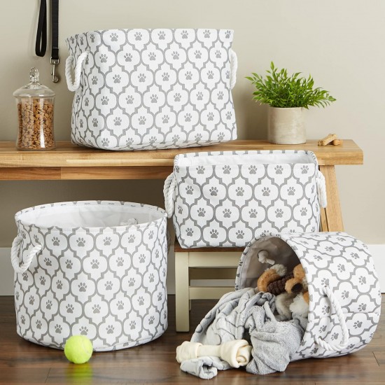 Bone Dry DII Small Rectangle Pet Toy and Accessory Storage Bin, 14x8x9, Collapsible Organizer Storage Basket for Home Décor, Pet Toy, Blankets, Leashes and Food-Gray Paw Print Bone Dry DII Small Rectangle Pet Toy and Accessory Storage Bin, 14x8x9, Collapsible Organizer Storage Basket for Home Décor, Pet Toy, Blankets, Leashes and Food-Gray Paw Print