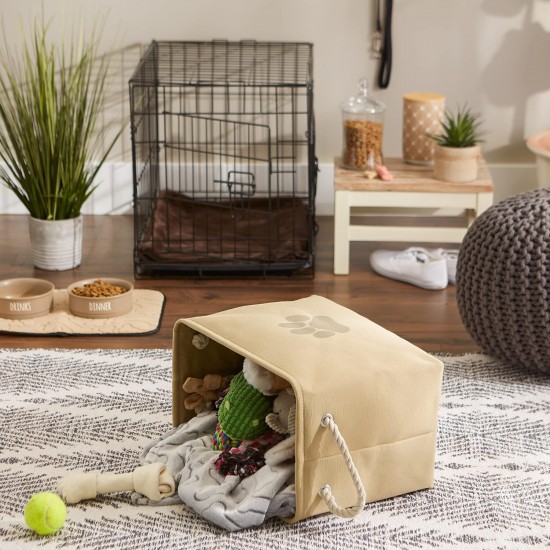 Bone Dry DII Small Rectangle Pet Toy and Accessory Storage Bin, 14x8x9, Collapsible Organizer Storage Basket for Home Décor, Pet Toy, Blankets, Leashes and Food-Gray Paw Print Bone Dry DII Small Rectangle Pet Toy and Accessory Storage Bin, 14x8x9, Collapsible Organizer Storage Basket for Home Décor, Pet Toy, Blankets, Leashes and Food-Gray Paw Print