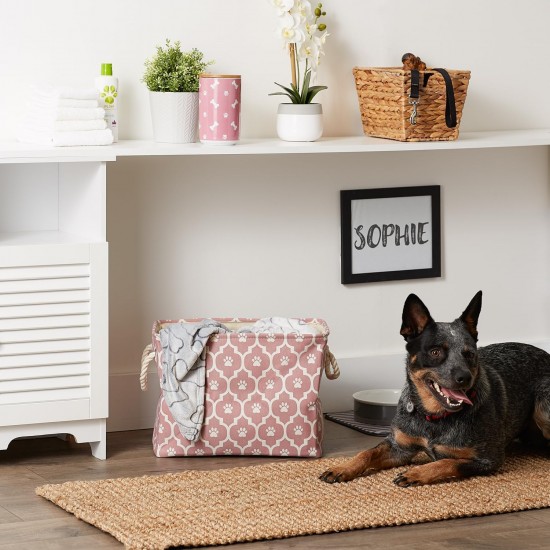 Bone Dry DII Small Rectangle Pet Toy and Accessory Storage Bin, 14x8x9, Collapsible Organizer Storage Basket for Home Décor, Pet Toy, Blankets, Leashes and Food-Gray Paw Print Bone Dry DII Small Rectangle Pet Toy and Accessory Storage Bin, 14x8x9, Collapsible Organizer Storage Basket for Home Décor, Pet Toy, Blankets, Leashes and Food-Gray Paw Print