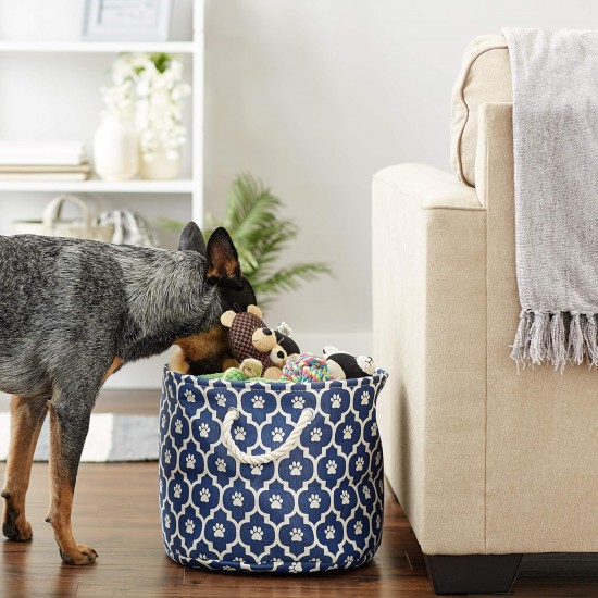 Bone Dry DII Small Rectangle Pet Toy and Accessory Storage Bin, 14x8x9, Collapsible Organizer Storage Basket for Home Décor, Pet Toy, Blankets, Leashes and Food-Gray Paw Print Bone Dry DII Small Rectangle Pet Toy and Accessory Storage Bin, 14x8x9, Collapsible Organizer Storage Basket for Home Décor, Pet Toy, Blankets, Leashes and Food-Gray Paw Print
