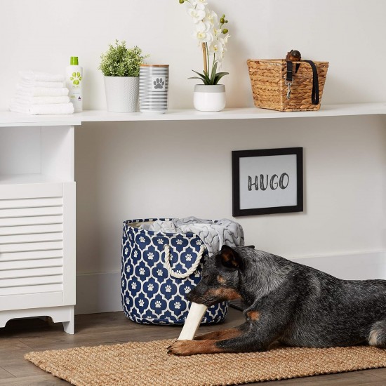 Bone Dry DII Small Rectangle Pet Toy and Accessory Storage Bin, 14x8x9, Collapsible Organizer Storage Basket for Home Décor, Pet Toy, Blankets, Leashes and Food-Gray Paw Print Bone Dry DII Small Rectangle Pet Toy and Accessory Storage Bin, 14x8x9, Collapsible Organizer Storage Basket for Home Décor, Pet Toy, Blankets, Leashes and Food-Gray Paw Print