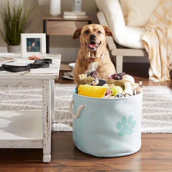 Bone Dry DII Small Rectangle Pet Toy and Accessory Storage Bin, 14x8x9, Collapsible Organizer Storage Basket for Home Décor, Pet Toy, Blankets, Leashes and Food-Gray Paw Print Bone Dry DII Small Rectangle Pet Toy and Accessory Storage Bin, 14x8x9, Collapsible Organizer Storage Basket for Home Décor, Pet Toy, Blankets, Leashes and Food-Gray Paw Print
