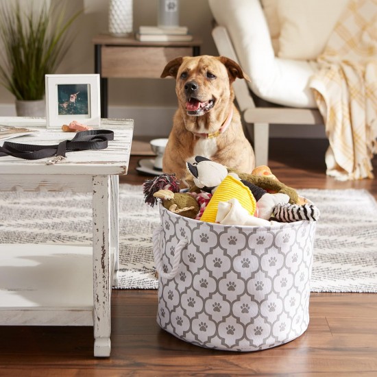 Bone Dry DII Small Rectangle Pet Toy and Accessory Storage Bin, 14x8x9, Collapsible Organizer Storage Basket for Home Décor, Pet Toy, Blankets, Leashes and Food-Gray Paw Print Bone Dry DII Small Rectangle Pet Toy and Accessory Storage Bin, 14x8x9, Collapsible Organizer Storage Basket for Home Décor, Pet Toy, Blankets, Leashes and Food-Gray Paw Print