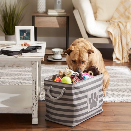 Bone Dry DII Small Rectangle Pet Toy and Accessory Storage Bin, 14x8x9, Collapsible Organizer Storage Basket for Home Décor, Pet Toy, Blankets, Leashes and Food-Gray Paw Print Bone Dry DII Small Rectangle Pet Toy and Accessory Storage Bin, 14x8x9, Collapsible Organizer Storage Basket for Home Décor, Pet Toy, Blankets, Leashes and Food-Gray Paw Print
