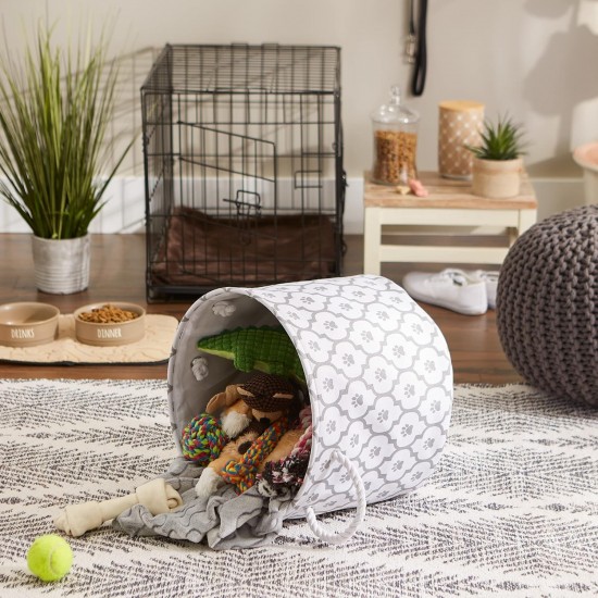 Bone Dry DII Small Rectangle Pet Toy and Accessory Storage Bin, 14x8x9, Collapsible Organizer Storage Basket for Home Décor, Pet Toy, Blankets, Leashes and Food-Gray Paw Print Bone Dry DII Small Rectangle Pet Toy and Accessory Storage Bin, 14x8x9, Collapsible Organizer Storage Basket for Home Décor, Pet Toy, Blankets, Leashes and Food-Gray Paw Print