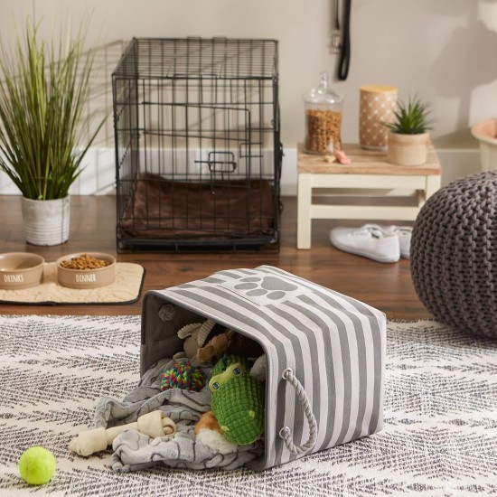Bone Dry DII Small Rectangle Pet Toy and Accessory Storage Bin, 14x8x9, Collapsible Organizer Storage Basket for Home Décor, Pet Toy, Blankets, Leashes and Food-Gray Paw Print Bone Dry DII Small Rectangle Pet Toy and Accessory Storage Bin, 14x8x9, Collapsible Organizer Storage Basket for Home Décor, Pet Toy, Blankets, Leashes and Food-Gray Paw Print