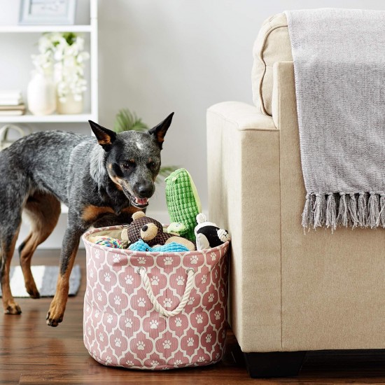 Bone Dry DII Small Rectangle Pet Toy and Accessory Storage Bin, 14x8x9, Collapsible Organizer Storage Basket for Home Décor, Pet Toy, Blankets, Leashes and Food-Gray Paw Print Bone Dry DII Small Rectangle Pet Toy and Accessory Storage Bin, 14x8x9, Collapsible Organizer Storage Basket for Home Décor, Pet Toy, Blankets, Leashes and Food-Gray Paw Print