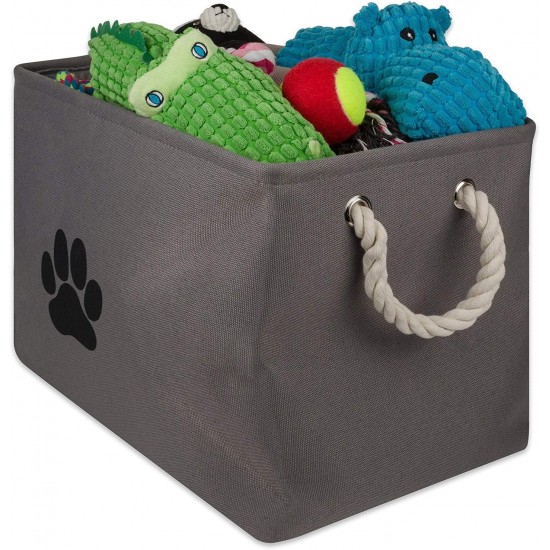 Bone Dry DII Small Rectangle Pet Toy and Accessory Storage Bin, 14x8x9, Collapsible Organizer Storage Basket for Home Décor, Pet Toy, Blankets, Leashes and Food-Gray Paw Print Bone Dry DII Small Rectangle Pet Toy and Accessory Storage Bin, 14x8x9, Collapsible Organizer Storage Basket for Home Décor, Pet Toy, Blankets, Leashes and Food-Gray Paw Print