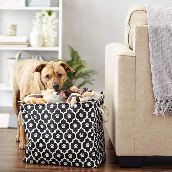 Bone Dry DII Small Rectangle Pet Toy and Accessory Storage Bin, 14x8x9, Collapsible Organizer Storage Basket for Home Décor, Pet Toy, Blankets, Leashes and Food-Gray Paw Print Bone Dry DII Small Rectangle Pet Toy and Accessory Storage Bin, 14x8x9, Collapsible Organizer Storage Basket for Home Décor, Pet Toy, Blankets, Leashes and Food-Gray Paw Print